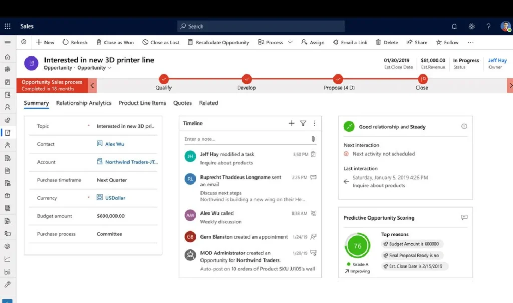 Dynamics 365 sales and crm